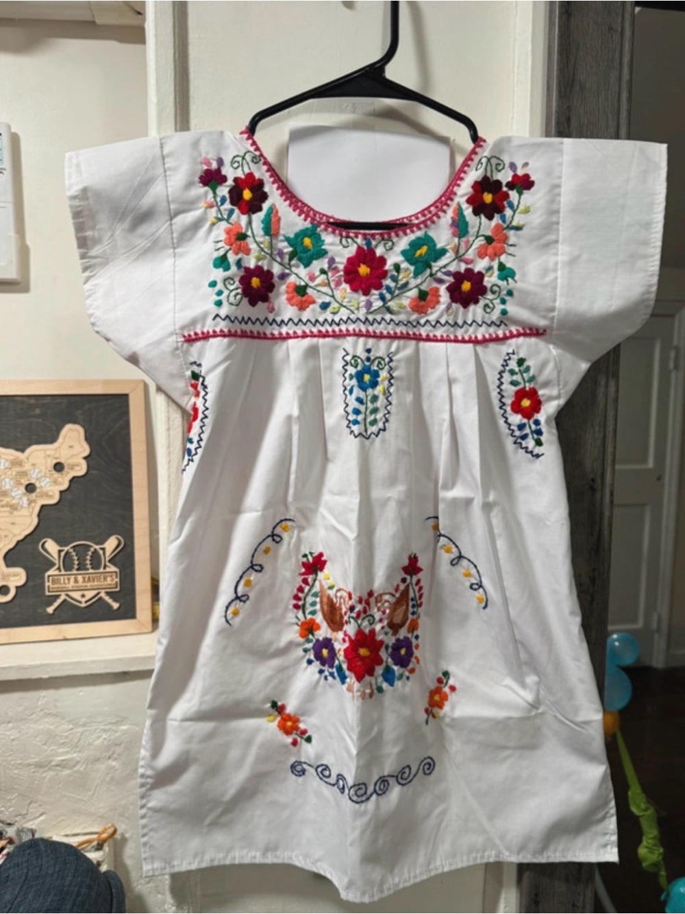 White Embroidered Floral Kids Dress - Colorful Bloom
